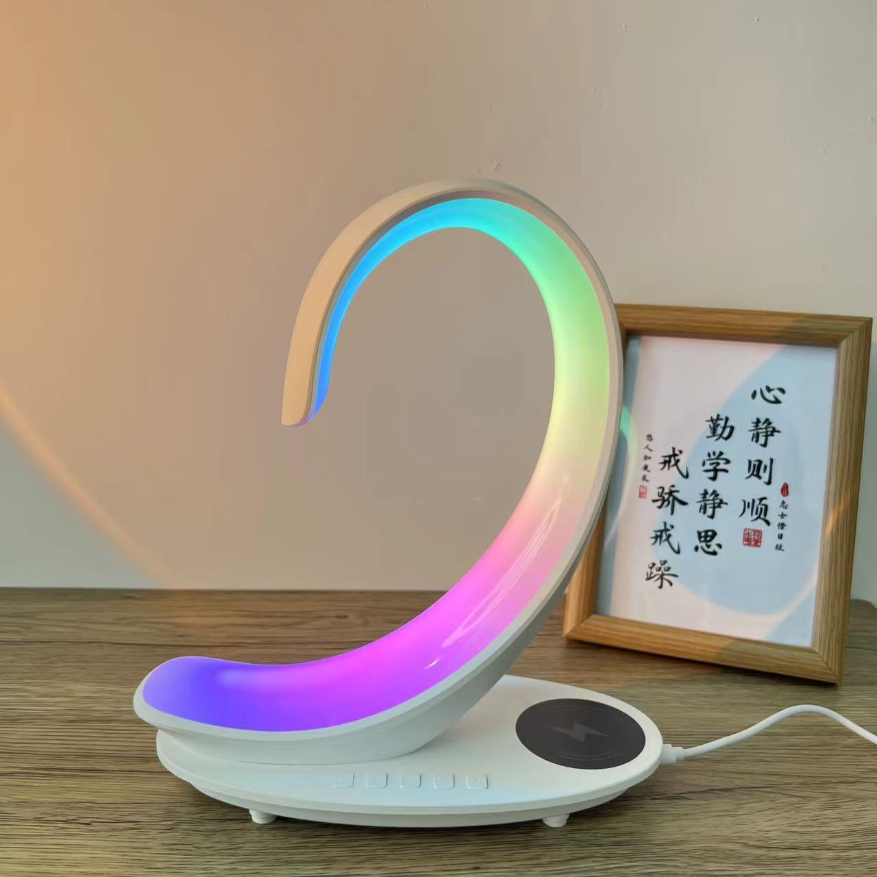 Multi-functional Desktop Wireless Charger Bluetooth Speaker Atmosphere Colorful Light White Swan Light Multi-functional Desktop Wireless Charger Bluetooth Speaker Atmosphere Colorful Light White Swan Light